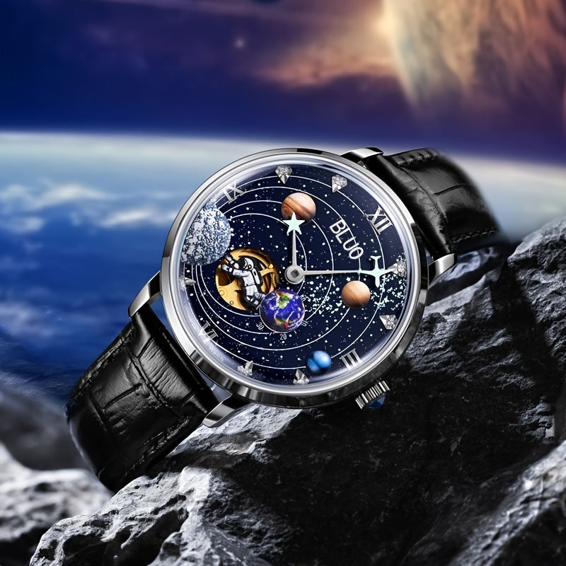 Piloto BLUO Space Exploration Automatic Mechanical Watch Starry Sky Universe Fashion Watch Valentine's Day