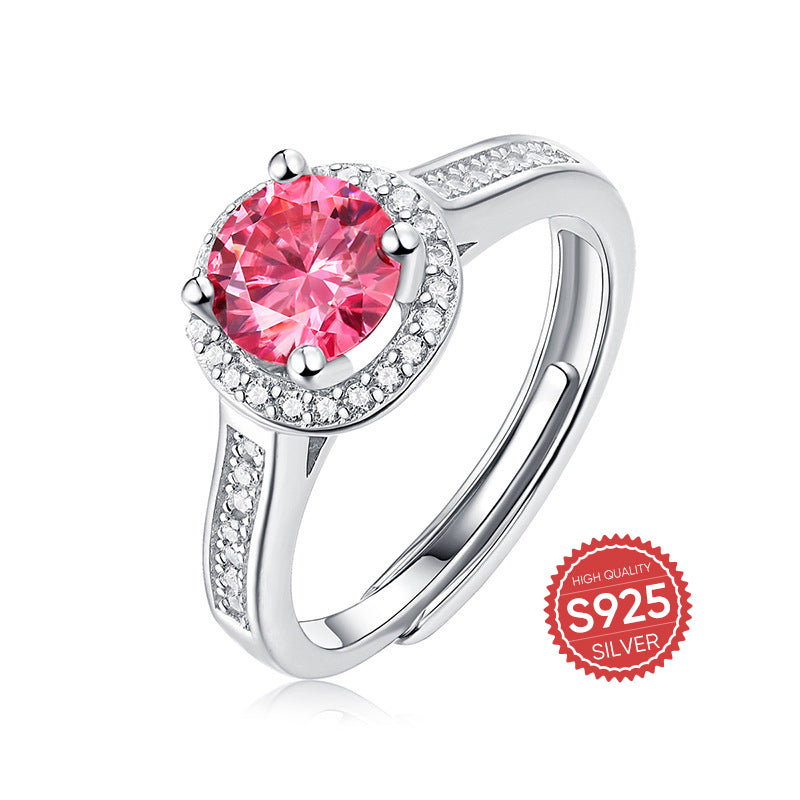 Deluxe-Ring aus rosa Moissanit S925 Silber