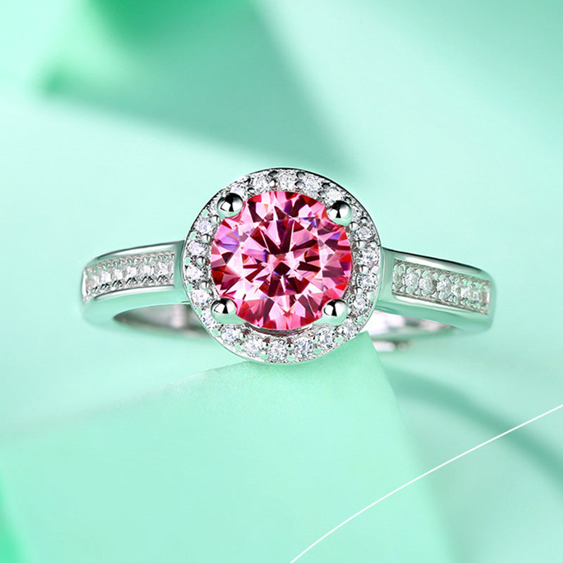 Deluxe-Ring aus rosa Moissanit S925 Silber