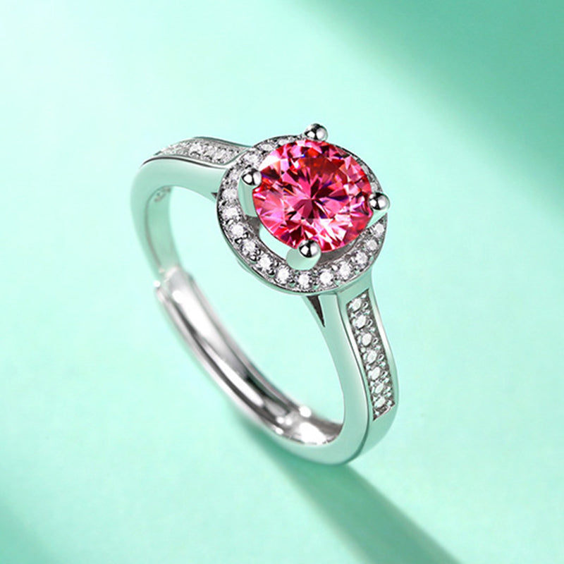 Deluxe-Ring aus rosa Moissanit S925 Silber