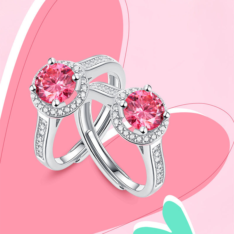Deluxe-Ring aus rosa Moissanit S925 Silber