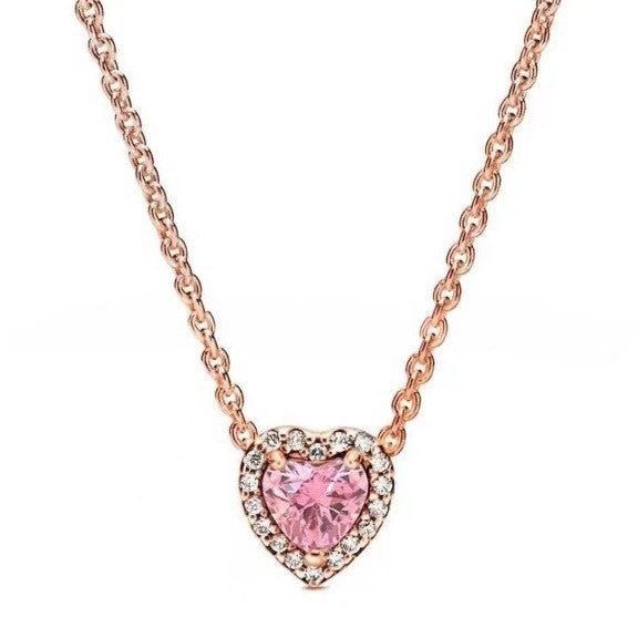New Classic Red Heart-shaped Ring Bracelet Necklace Exquisite Luxury Charm Jewelry fit Festival Gifts with Rotate Real Rose Jewelry Gift Box