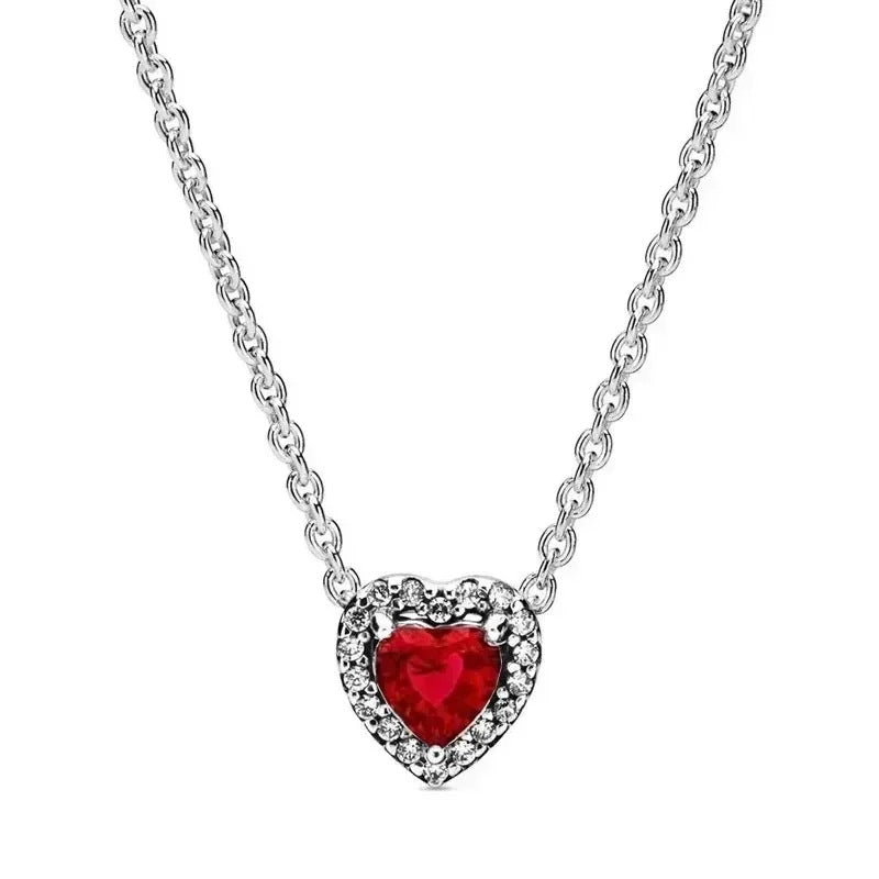 New Classic Red Heart-shaped Ring Bracelet Necklace Exquisite Luxury Charm Jewelry fit Festival Gifts with Rotate Real Rose Jewelry Gift Box