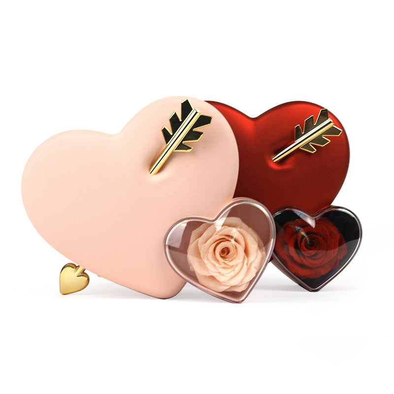 Personalized Engraved Name Double Love Pendant Necklace and Rose Jewelry Gift Box