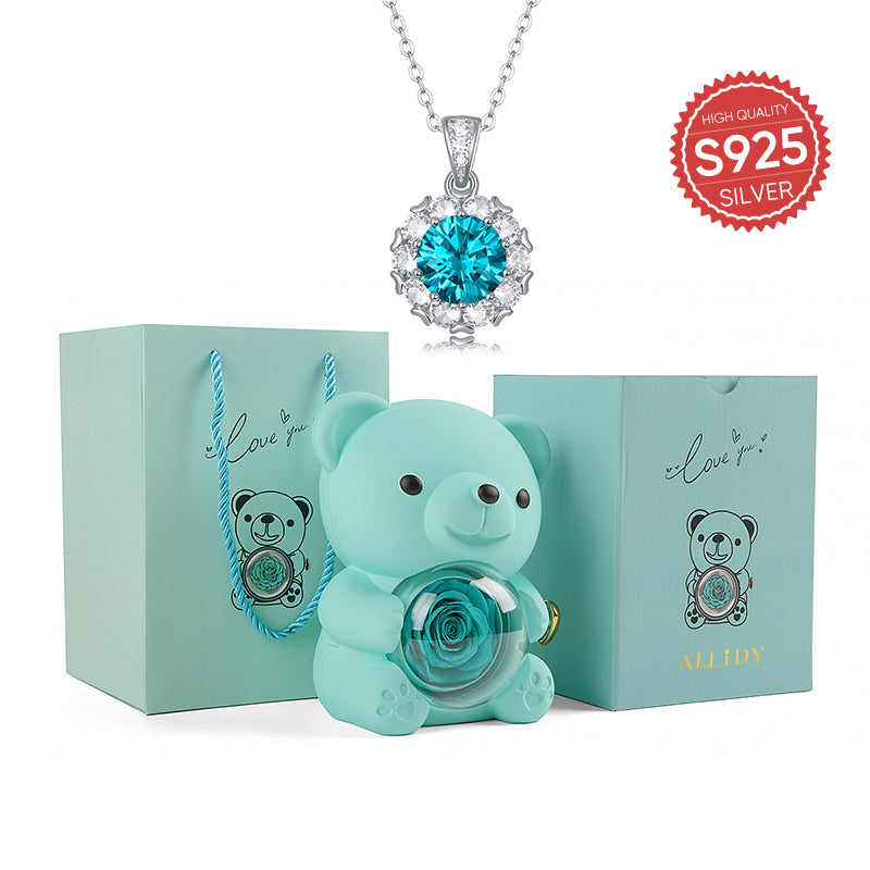 S925 Silber Mossan Stein Licht Luxus Blau Halskette Schmuck