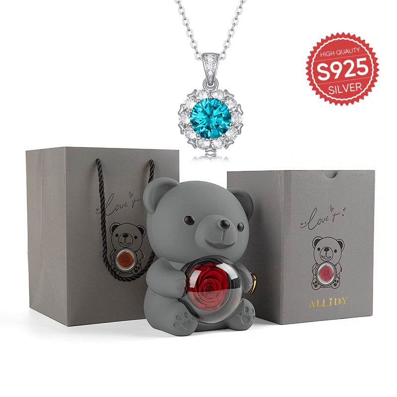 S925 Silber Mossan Stein Licht Luxus Blau Halskette Schmuck