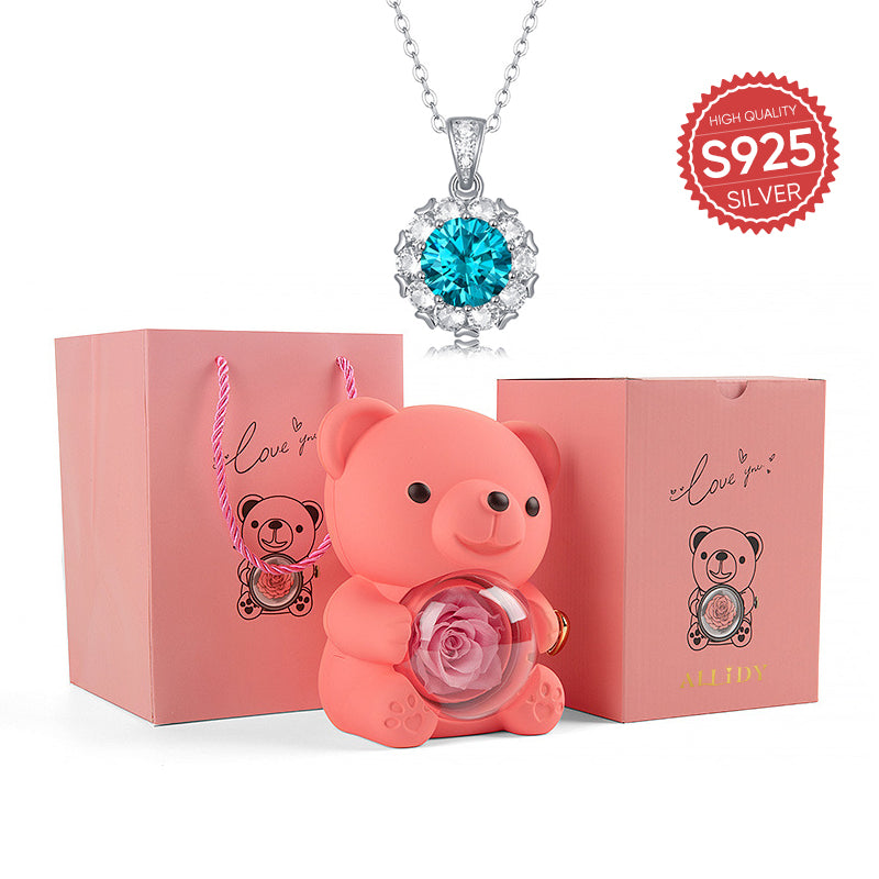 S925 Silber Mossan Stein Licht Luxus Blau Halskette Schmuck