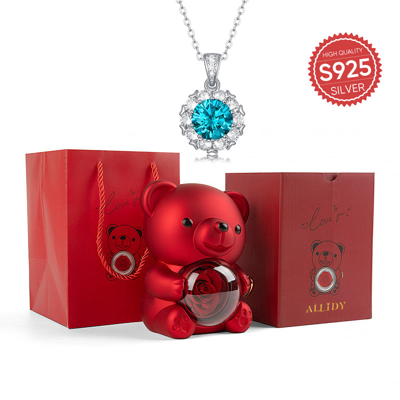S925 Silber Mossan Stein Licht Luxus Blau Halskette Schmuck