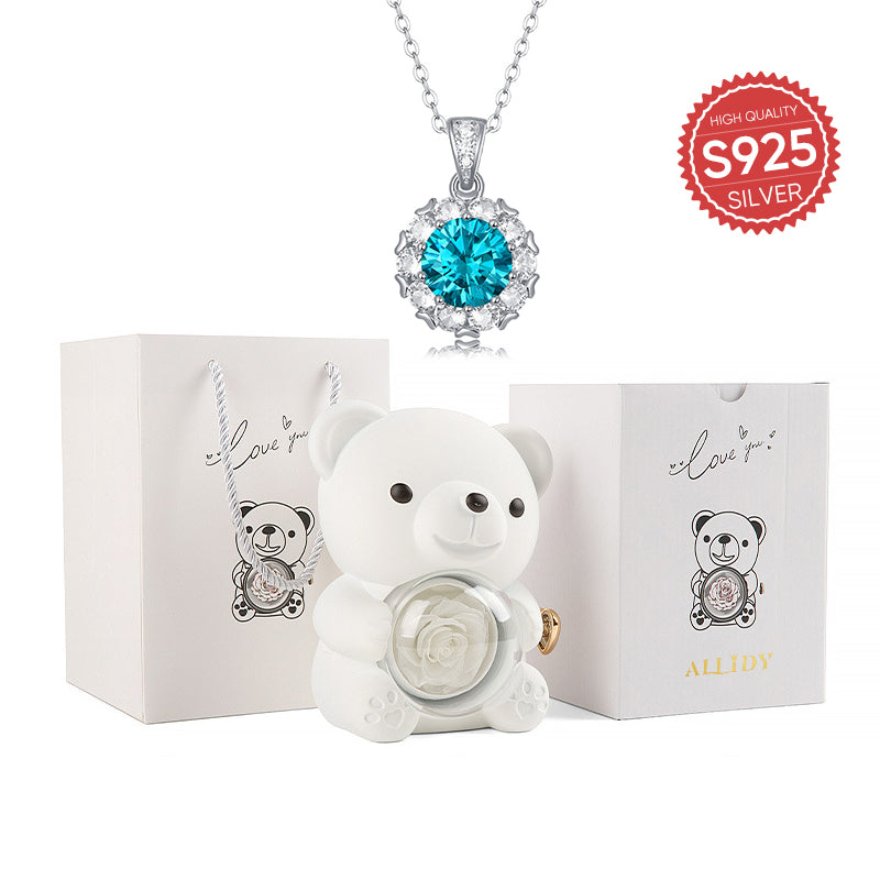 S925 Silber Mossan Stein Licht Luxus Blau Halskette Schmuck