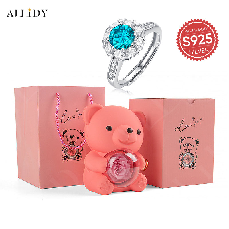Deluxe S925 Silber Mossan Diamant Zirkon Blau Ring