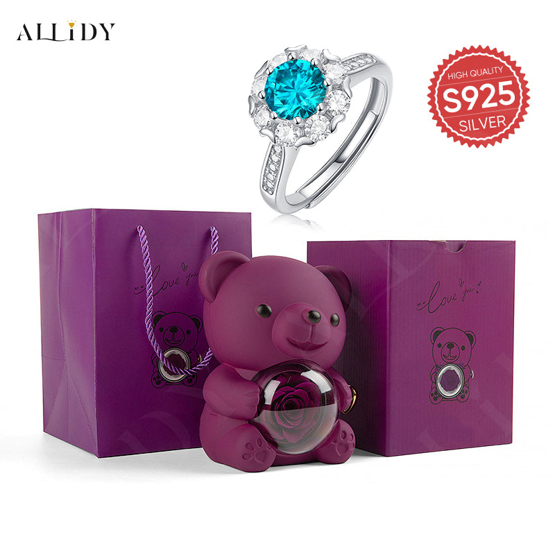 Deluxe S925 Silber Mossan Diamant Zirkon Blau Ring