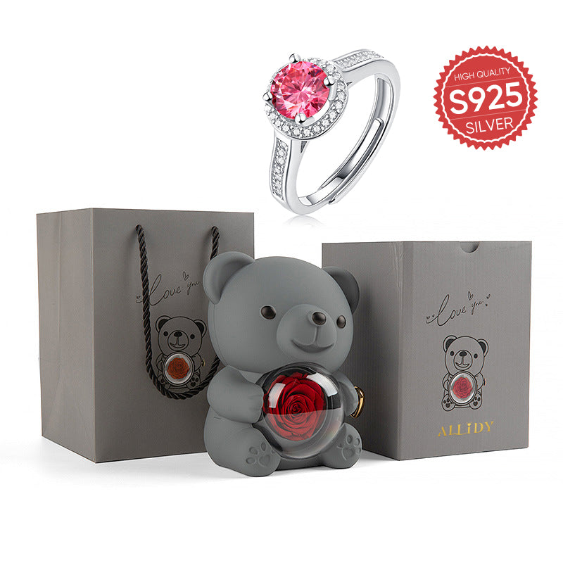 Deluxe-Ring aus rosa Moissanit S925 Silber