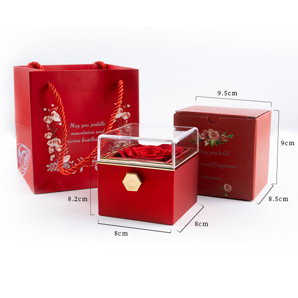 Custom Double Heart engraved Name Steel Necklace Eternal Rose box for Women Creative Surprise Confession Proposal Gifts