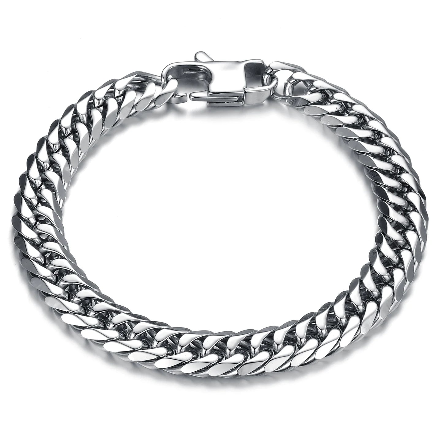 Men’s Hip Hop Cuban Chain Bracelet – Chunky Titanium Steel Link Wristband, Bold & Versatile Street Style