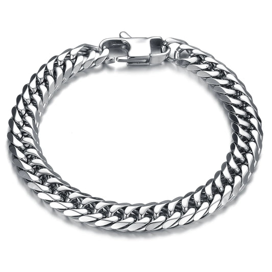 Men’s Hip Hop Cuban Chain Bracelet – Chunky Titanium Steel Link Wristband, Bold & Versatile Street Style