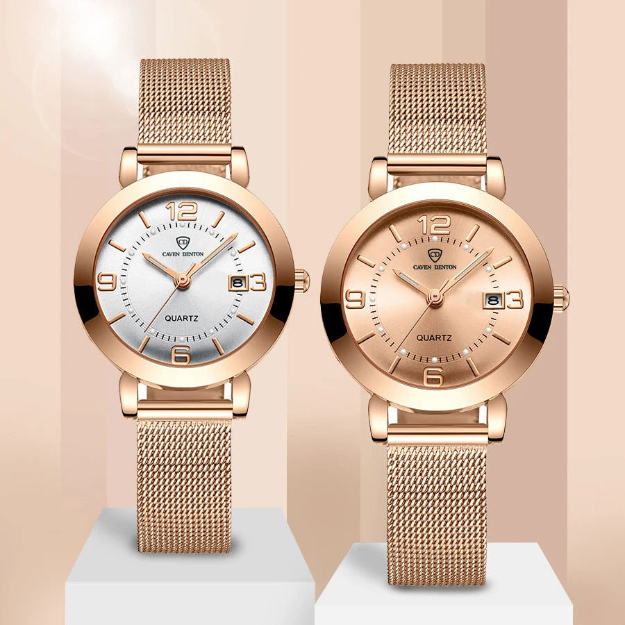 Luxury Women's Watch Stainless steel Strap Luminous Calendar Waterproof Elegant Trendy watches for woman