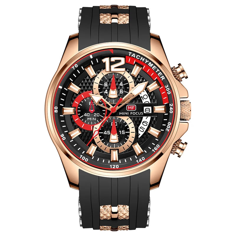 MINIFOCUS Mens Fashion Sports Watch Waterproof Quartz Large Dial Luminous Timepiece Watches for Man