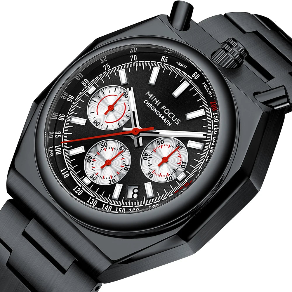 MINIFOCU Vintage Men’s Multifunction Quartz Watch Heart Rate Monitor Stainless Steel Band Retro Timepiece Watch for Men