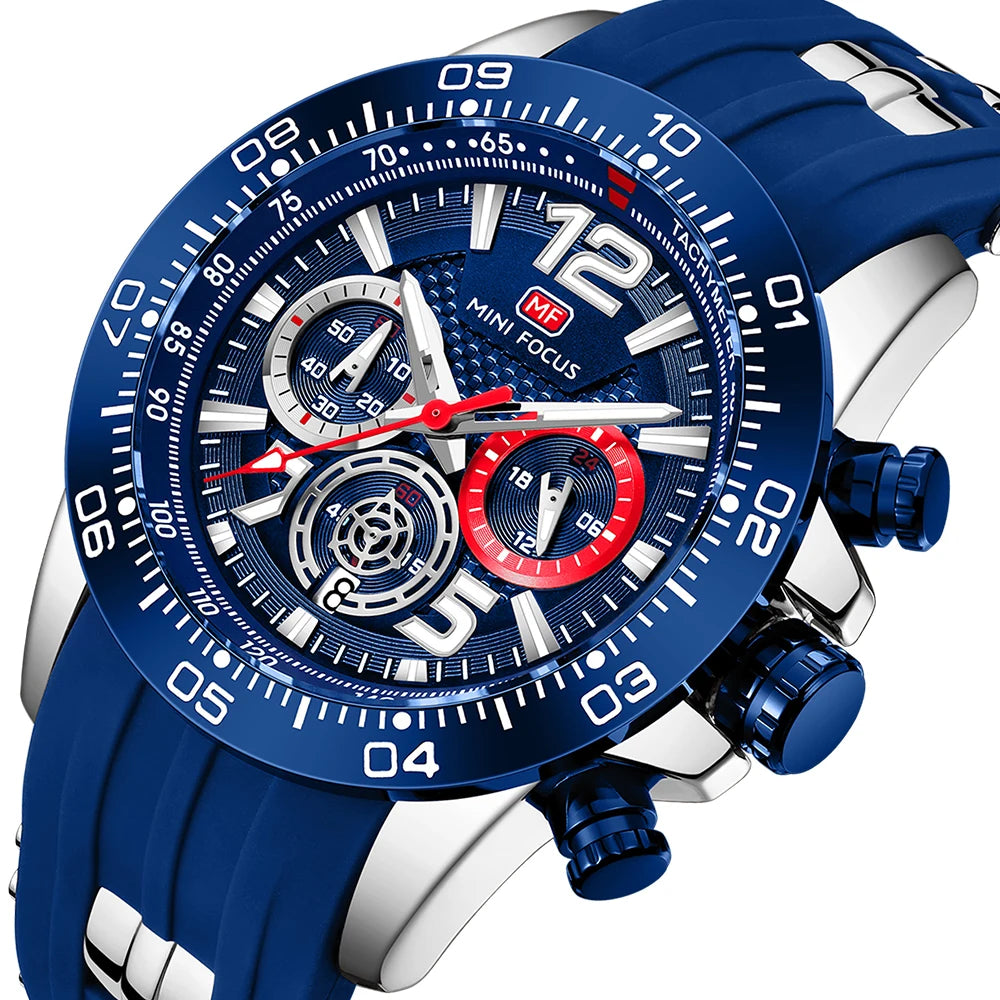 MINIFOCUS Men’s Waterproof Sport Watch – Multifunction Quartz Chronograph Luminous Dial Fashion Business Gifts for Him