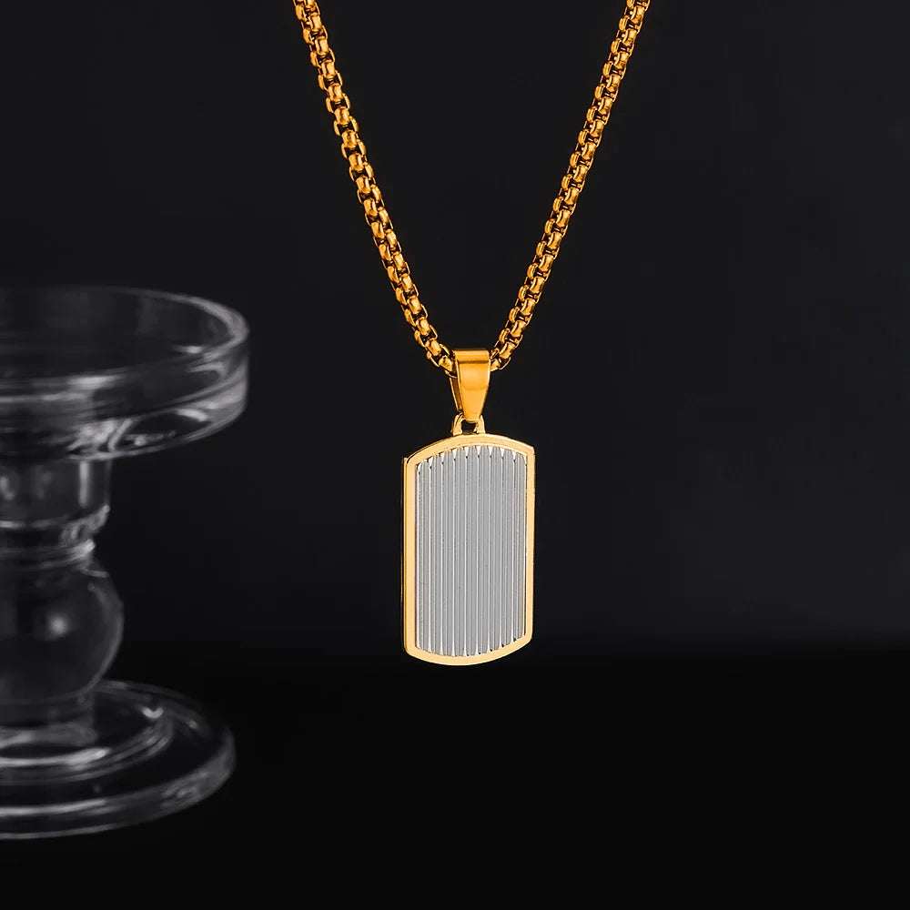 Men’s Geometric Pendant Necklace – Minimalist Punk Style Stainless Steel Chain Jewelry