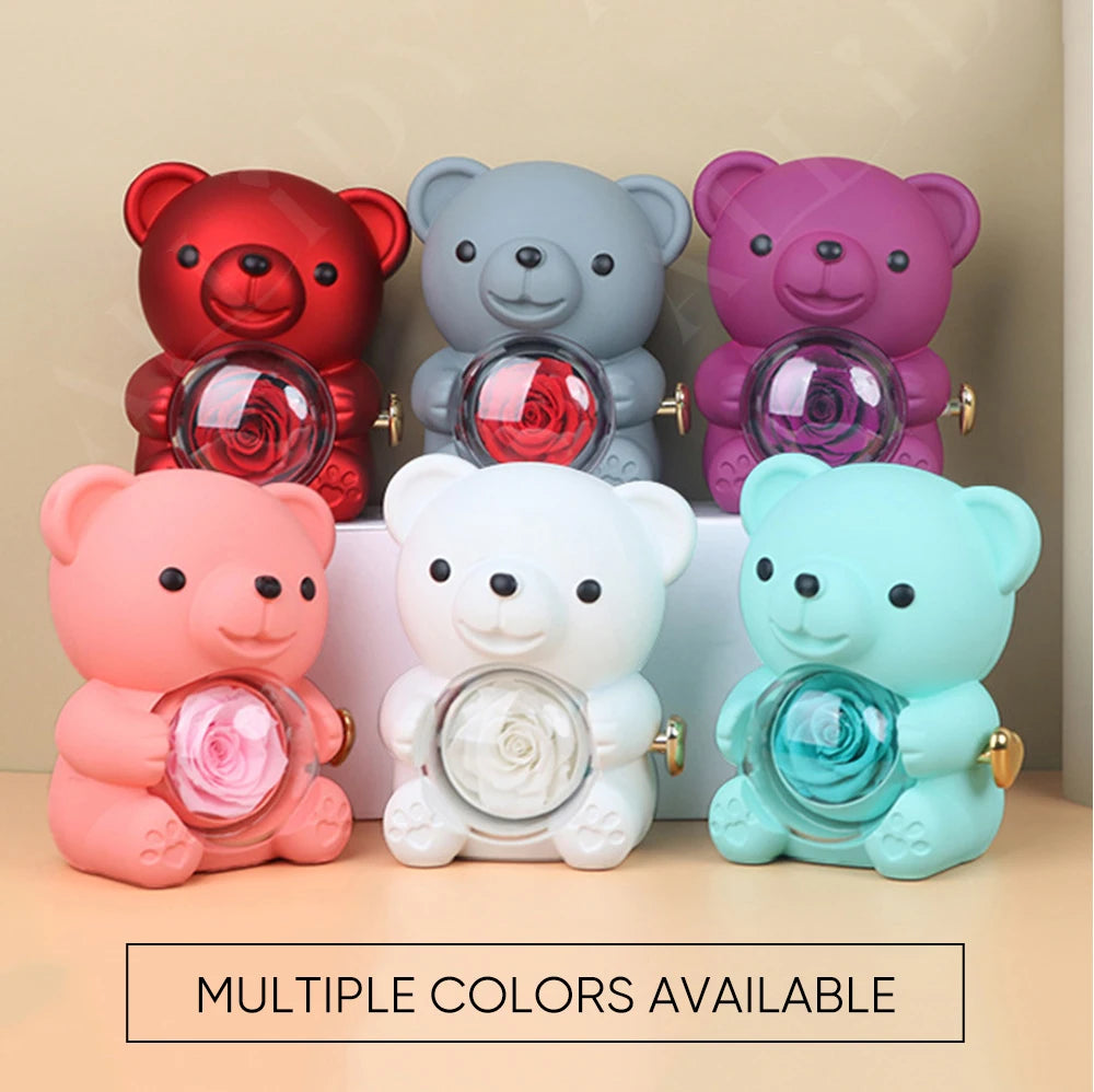 Rose Bear Gift Box with Personalized Custom Necklace For Girlfriend Women Valentine's Day gift Mother's Day Birthday Set