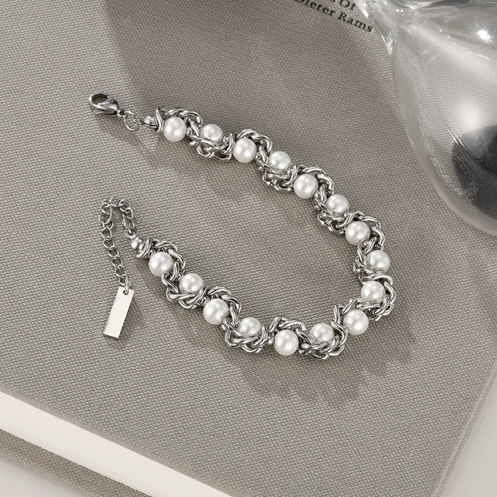 Trendy Pearl Wrap Chain Bracelet for Women – Creative Stainless Steel Design Jewelry