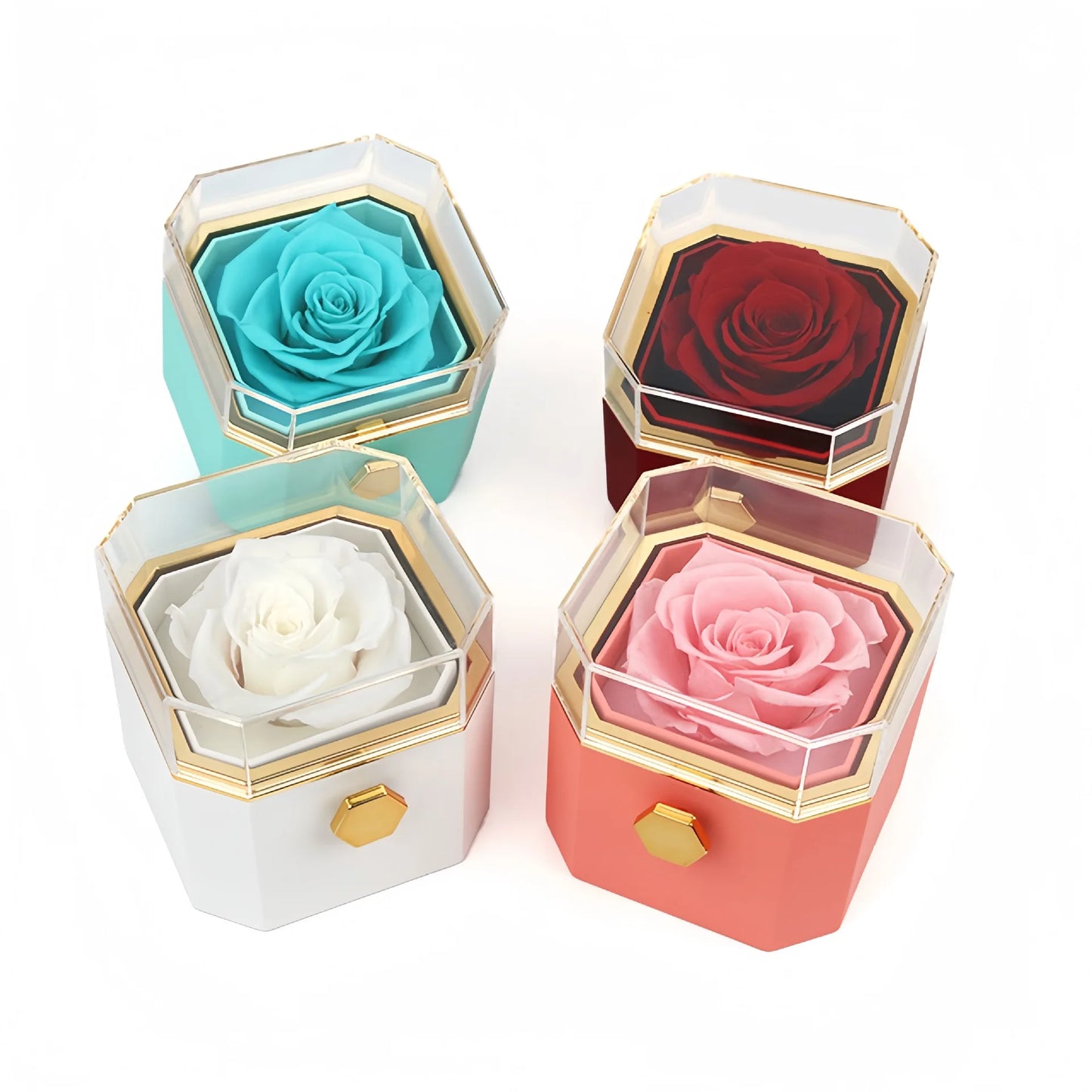 Fashion Double Heart Crystal Necklace with Rose Box – Perfect Gift Set for Women on Valentine's or Mother’s Day