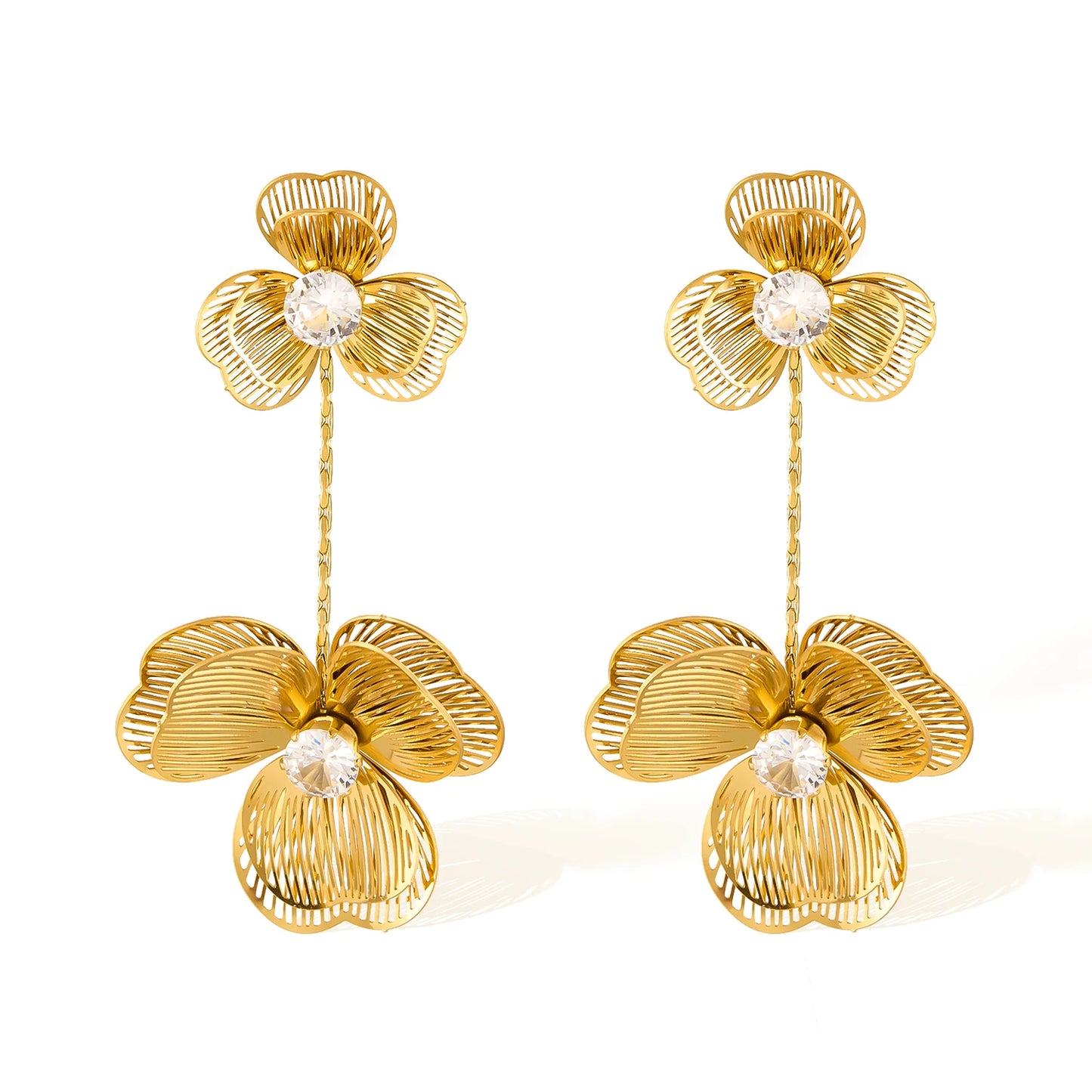 Vintage Tassel Flower Earrings for Women – Stainless Steel French Style Elegant Titanium Steel Jewelry