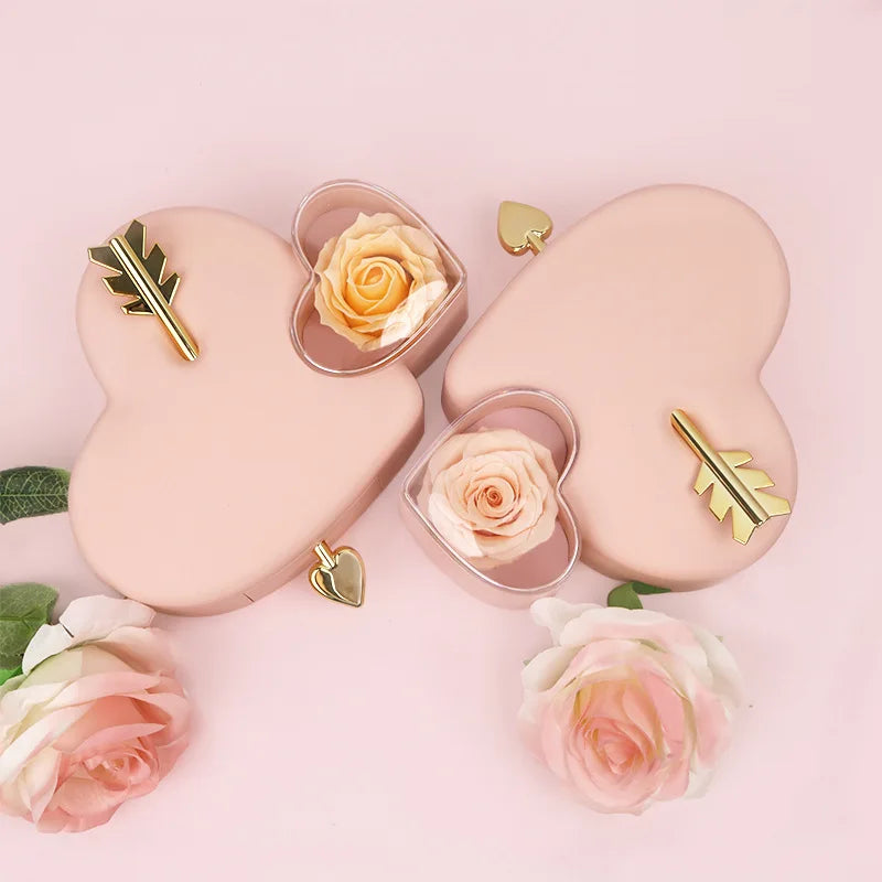 Hot Sale Cross-border Creative Heart-shaped Jewelry Storage Box for Valentine's Day with Unique Packaging Design for Rose
