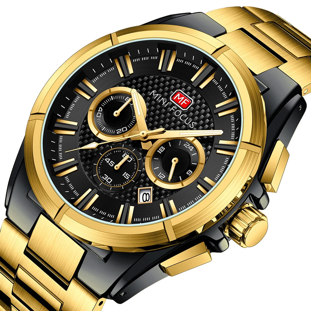 MINIFOCUS Men's Business Casual Waterproof Quartz Watch Stainless Steel Band Luminous Timepiece Perfect Fathers Day Gift for Dad