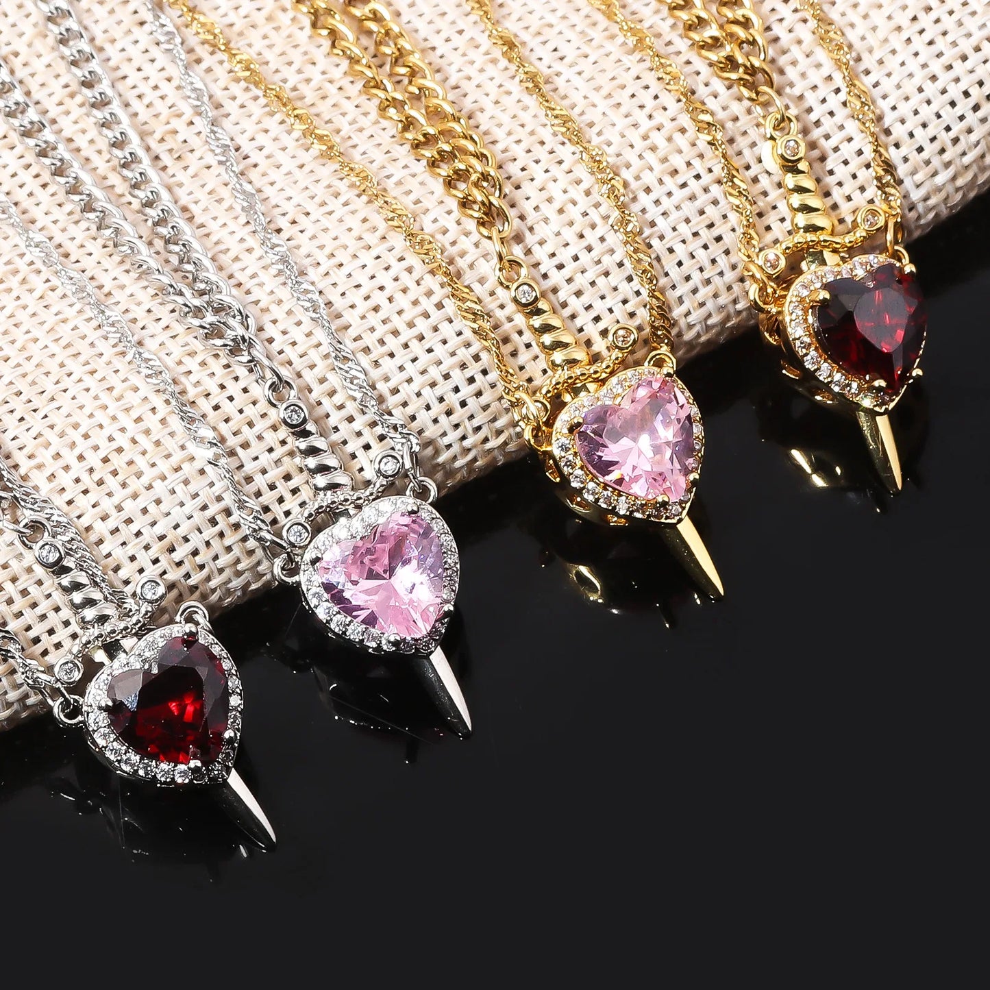 Couple Necklaces Heart Sword Pendant Necklace Ring Bracelet for Women for Him Her Valentine's Day Gift Jewelry