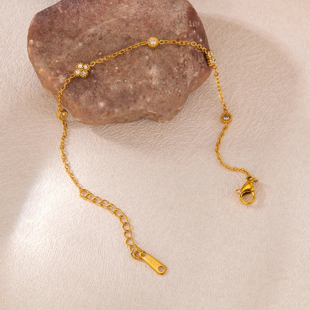 Fashion Women’s Bracelet – Minimalist Gold-Plated Zircon Stainless Steel Titanium Jewelry