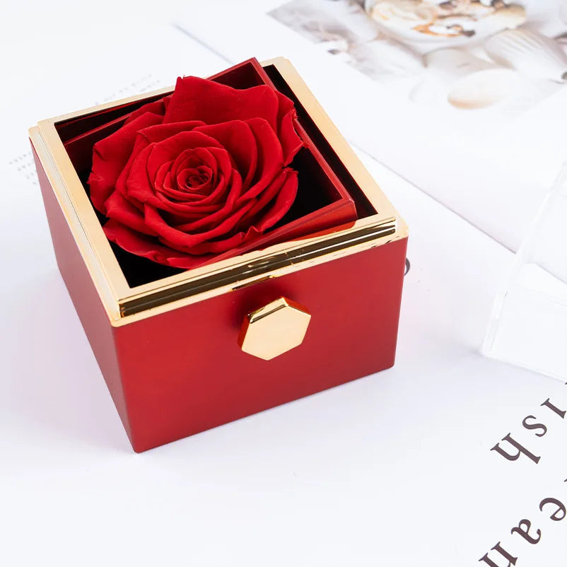 Rose Heart-Shaped Diamond-Inlaid Necklace for Women – Fashion Clavicle Chain with Eternal Preserved Rose Gift Box