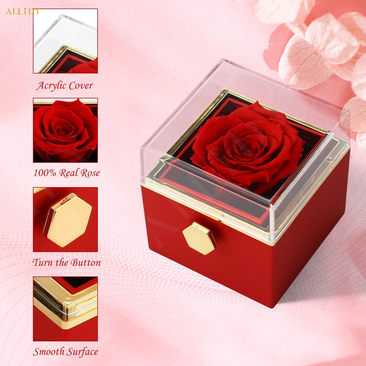 Exclusive Custom Romance Gifts Real Eternal Roses & Name Engraving Stainless Steel Necklace Your Perfect Holiday Gifts for Women