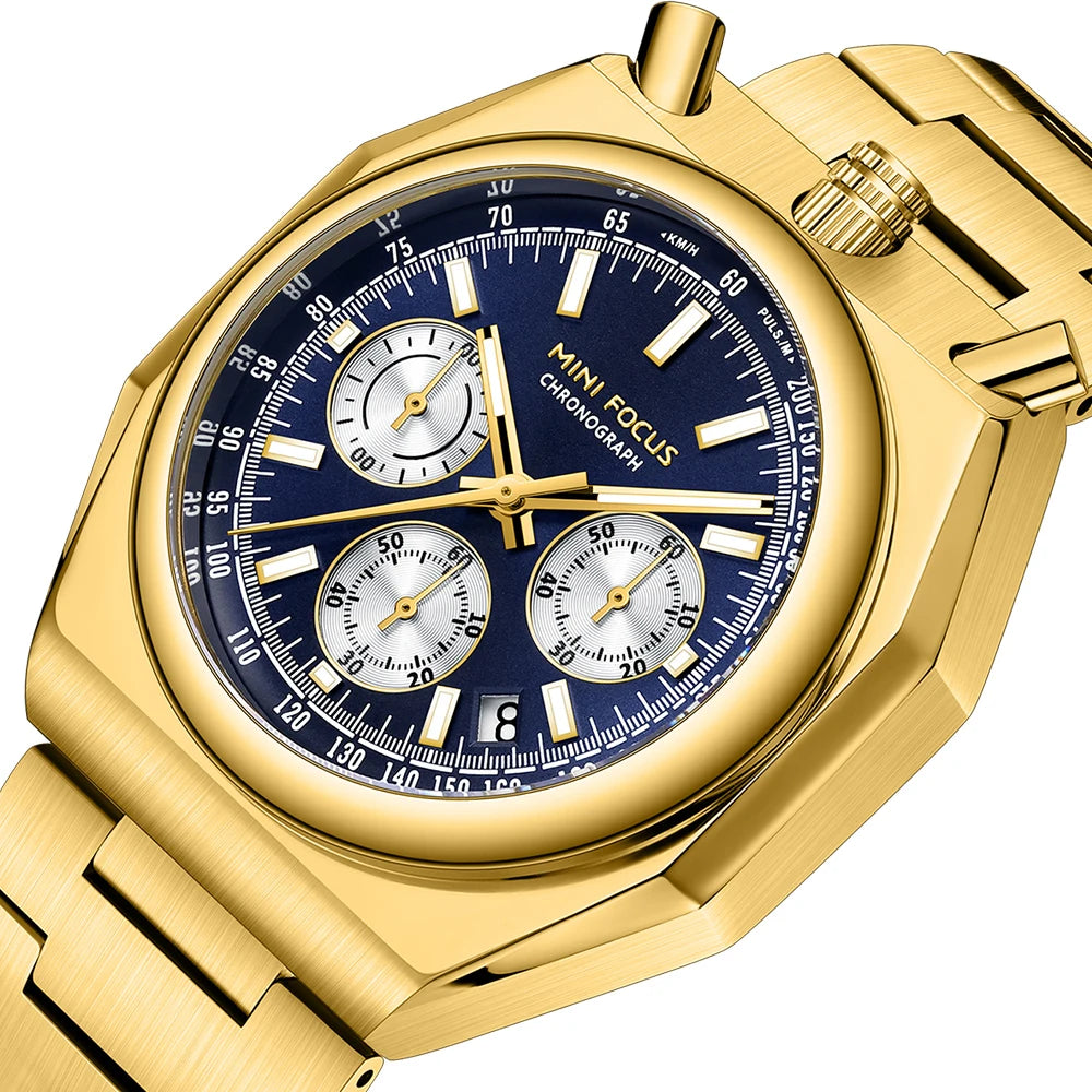 MINIFOCU Vintage Men’s Multifunction Quartz Watch Heart Rate Monitor Stainless Steel Band Retro Timepiece Watch for Men