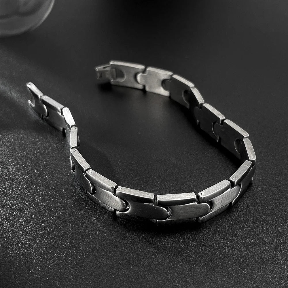 Men’s Trendy Stainless Steel Bracelet – Creative Polished Titanium Wristband, Minimalist Fashion Accessory