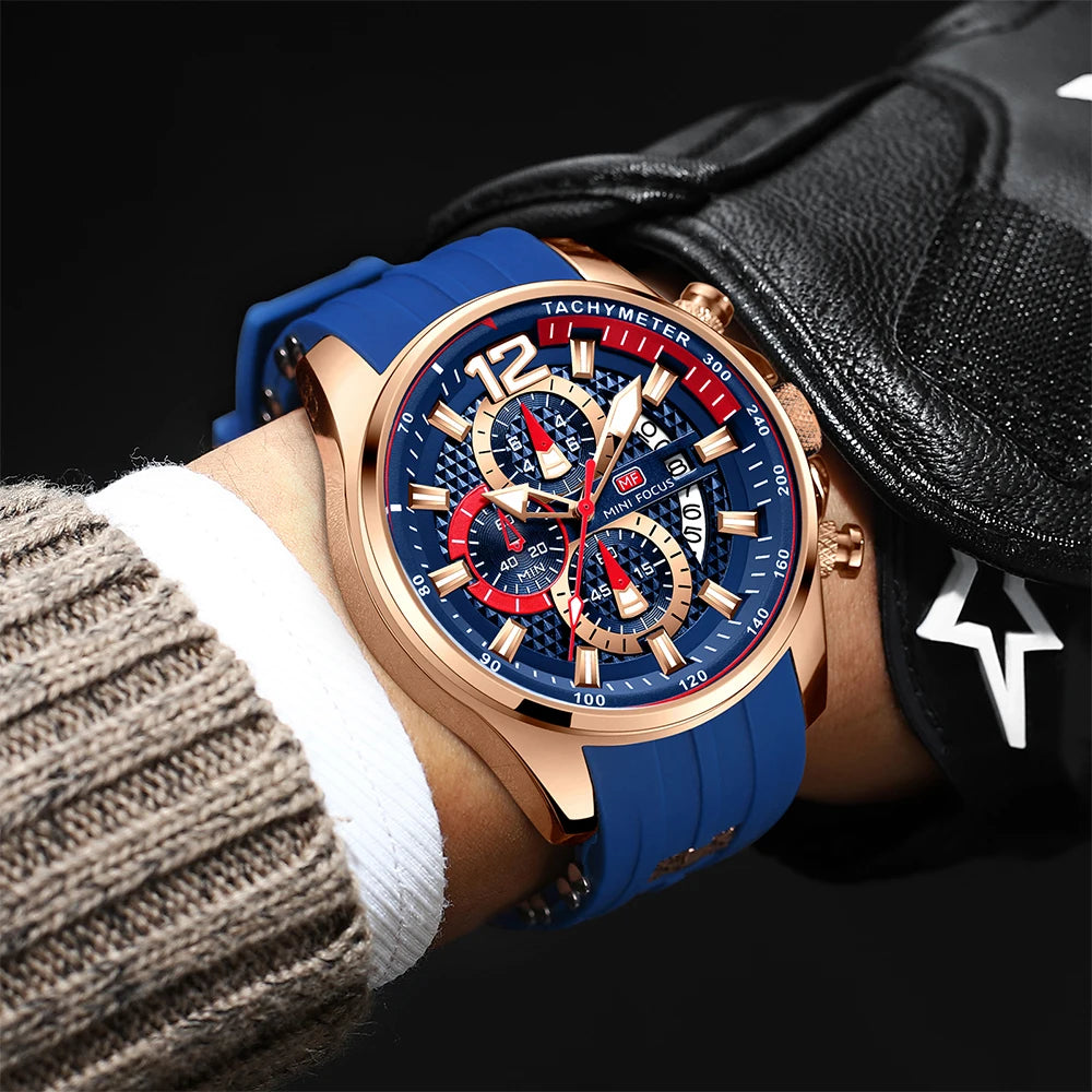 MINIFOCUS Mens Fashion Sports Watch Waterproof Quartz Large Dial Luminous Timepiece Watches for Man
