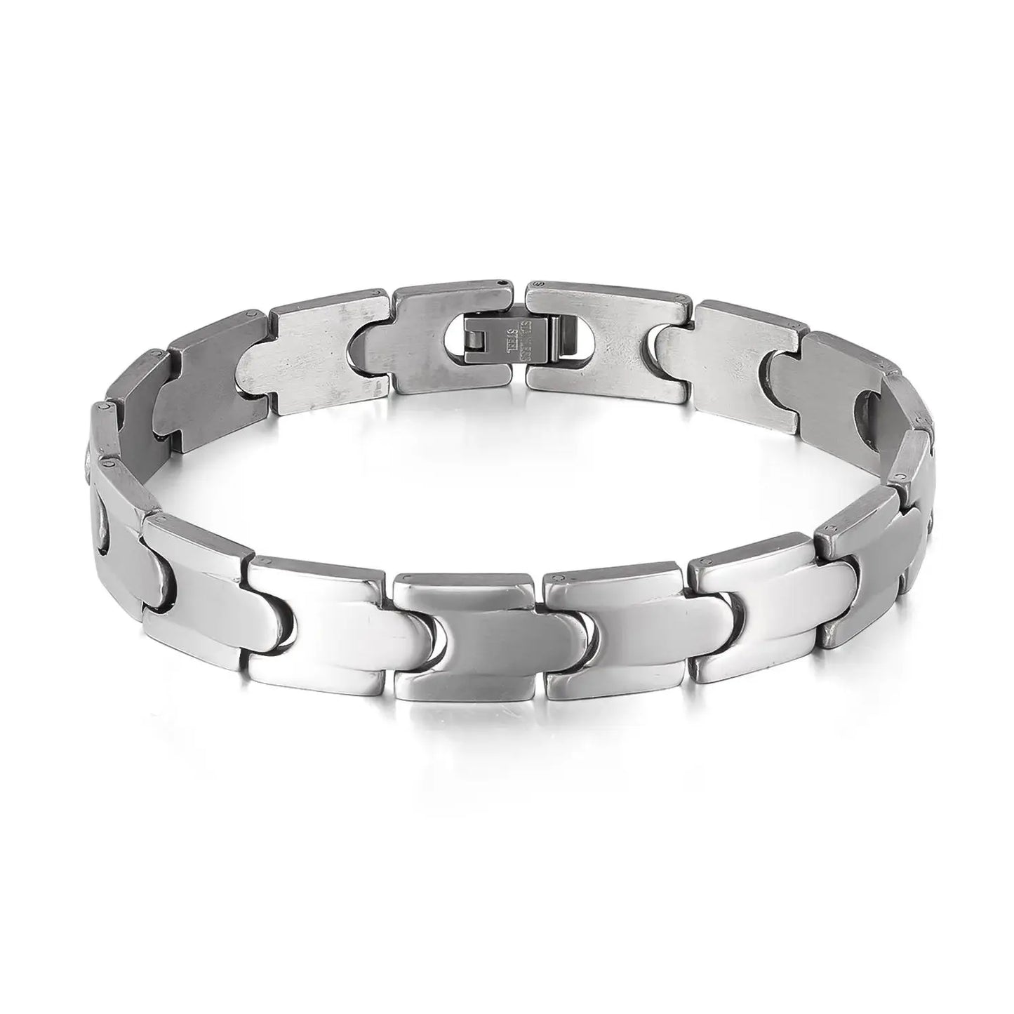 Men’s Trendy Stainless Steel Bracelet – Creative Polished Titanium Wristband, Minimalist Fashion Accessory