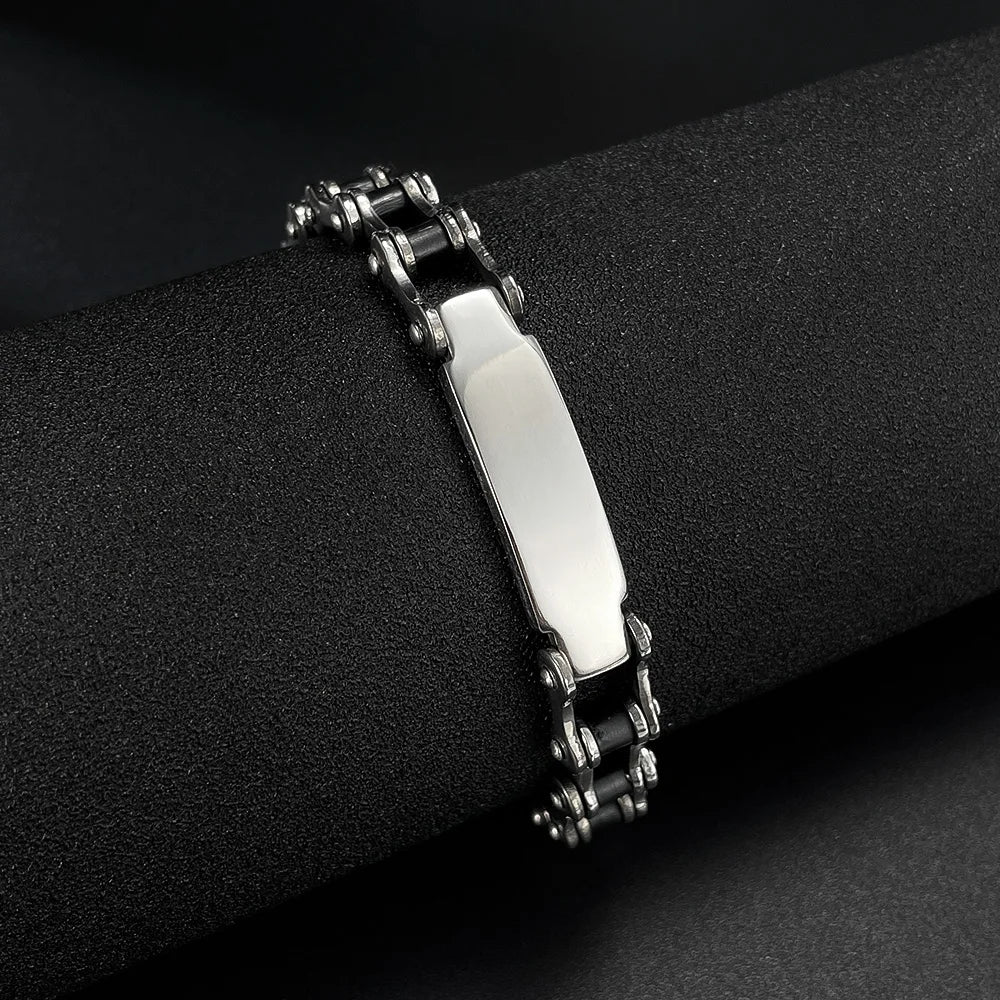 Men’s Polished Hollow Motorcycle Chain Bracelet – Stylish Titanium Stainless Steel Wristwear with Minimalist Edge