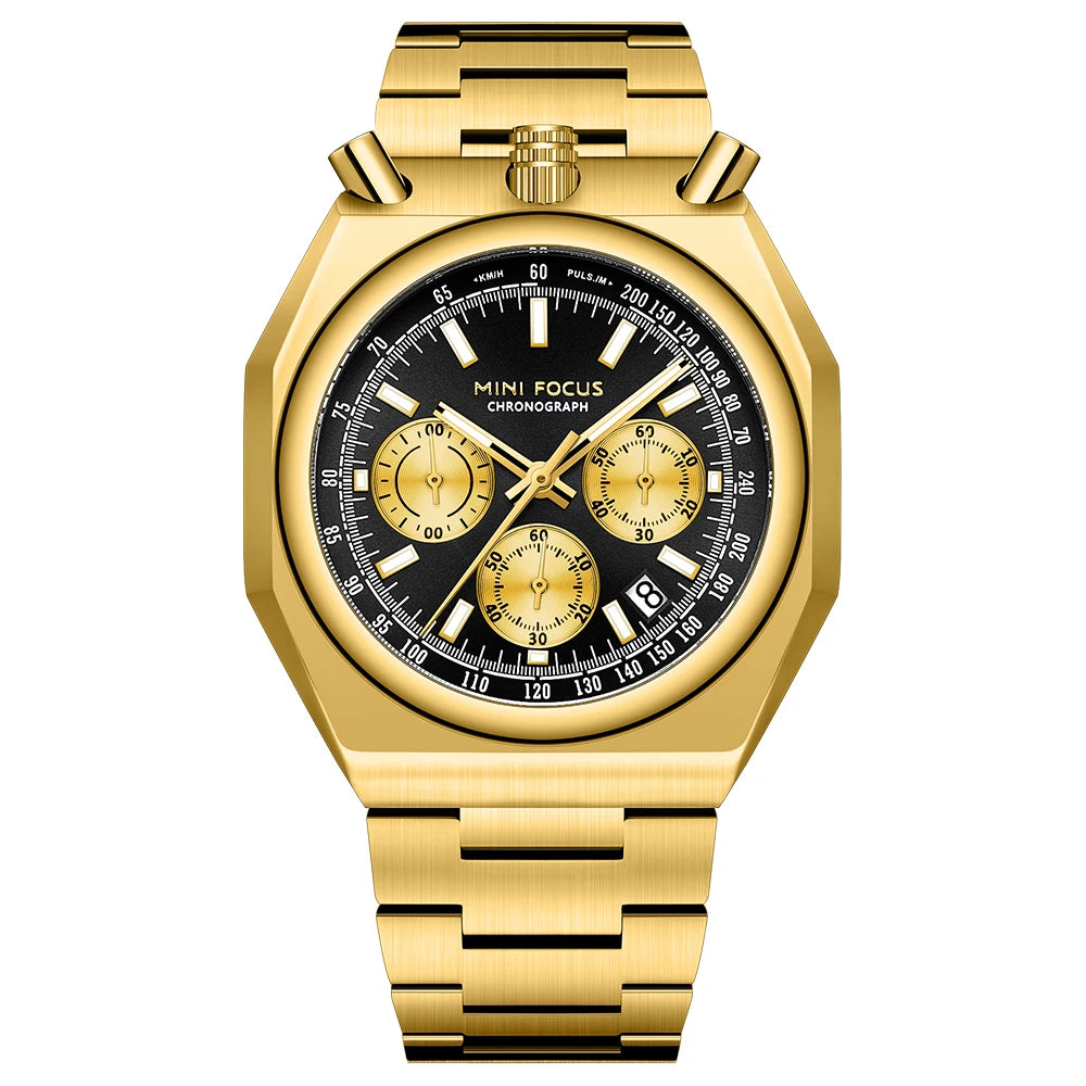 MINIFOCU Vintage Men’s Multifunction Quartz Watch Heart Rate Monitor Stainless Steel Band Retro Timepiece Watch for Men