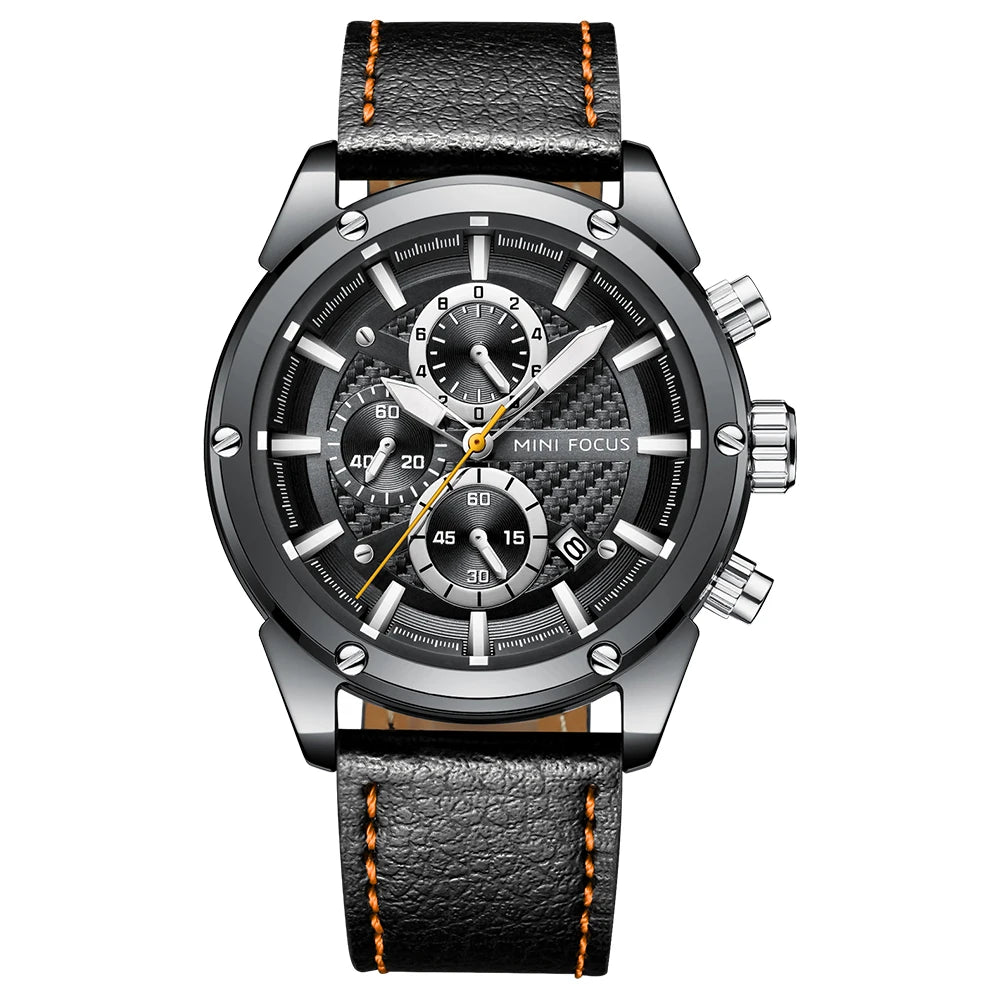 MINIFOCUS Men’s Fashion Business Watch – Bestseller Luminous Waterproof Quartz Timepiece with Genuine Leather Strap for Men