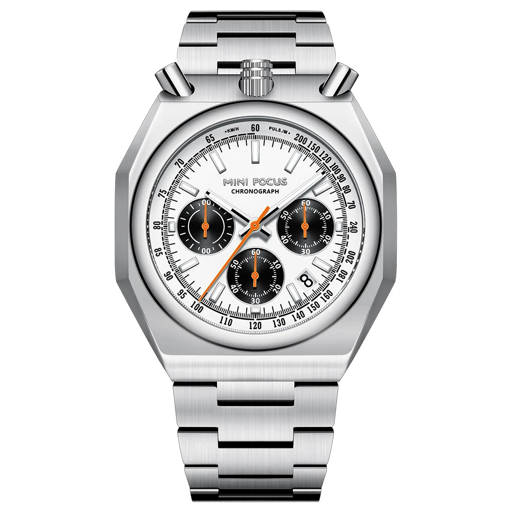 MINIFOCU Vintage Men’s Multifunction Quartz Watch Heart Rate Monitor Stainless Steel Band Retro Timepiece Watch for Men