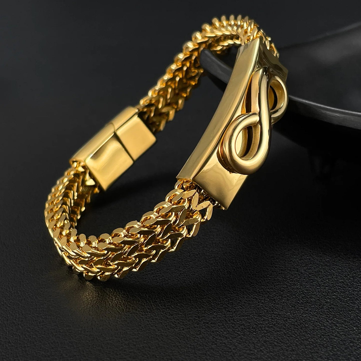Men's Gold Stainless Steel Bracelet - Tree of Life Punk Rock Design