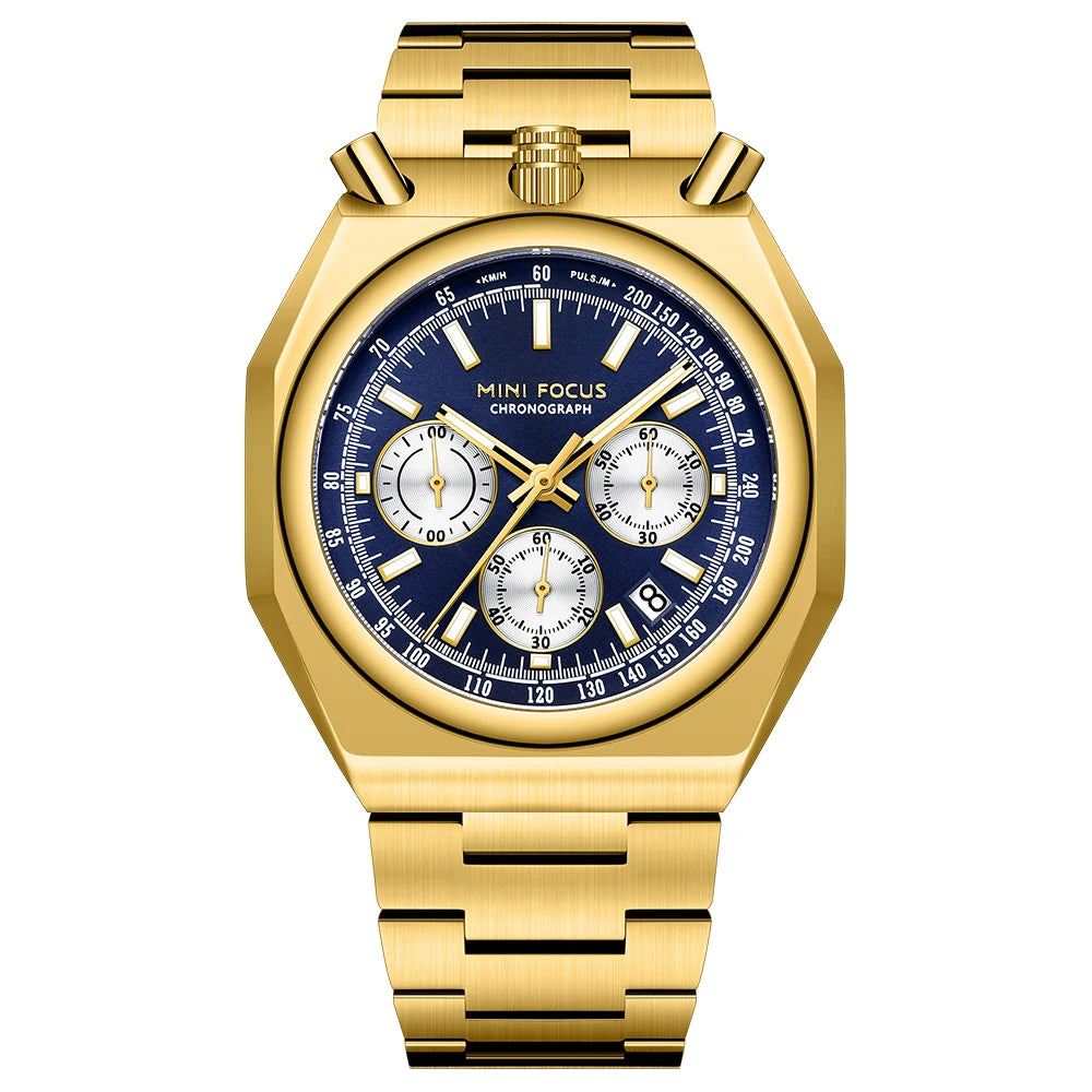 MINIFOCU Vintage Men’s Multifunction Quartz Watch Heart Rate Monitor Stainless Steel Band Retro Timepiece Watch for Men