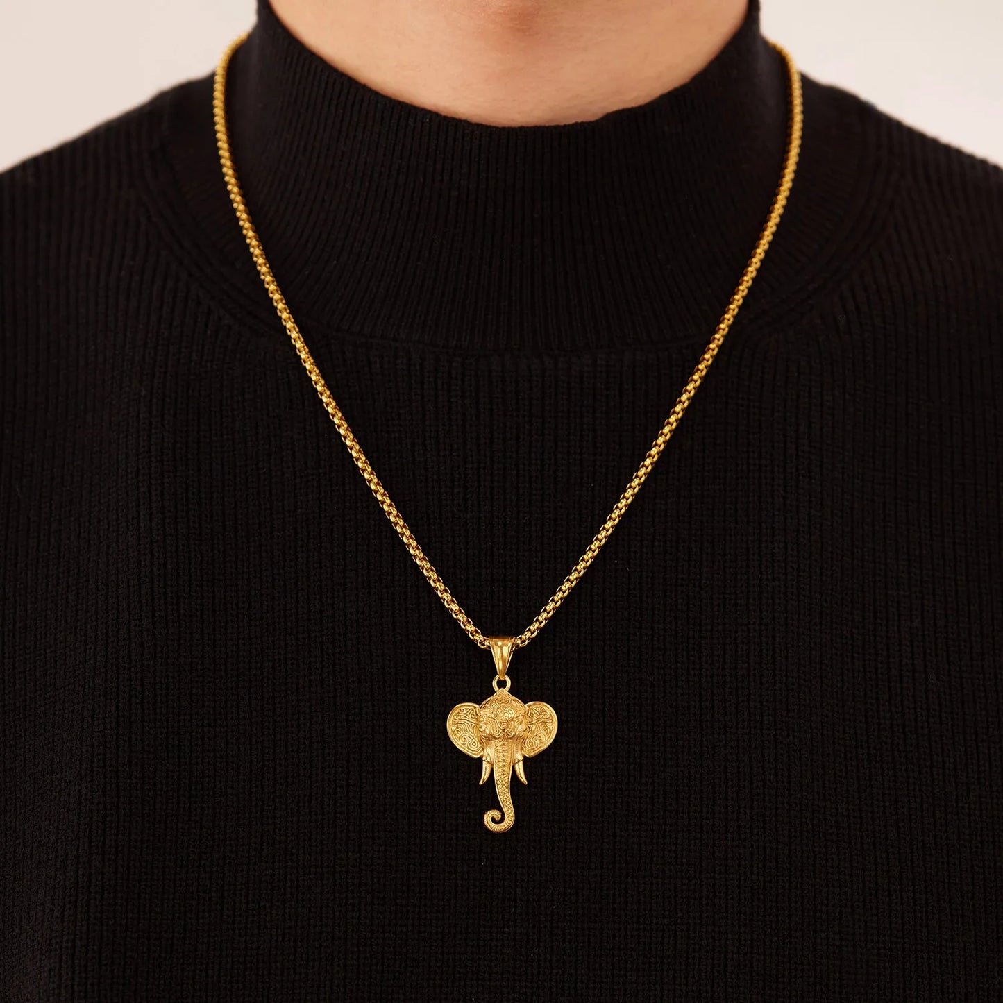 Men’s Retro Elephant Pendant Necklace – Creative Hip Hop Stainless Steel Chain Jewelry