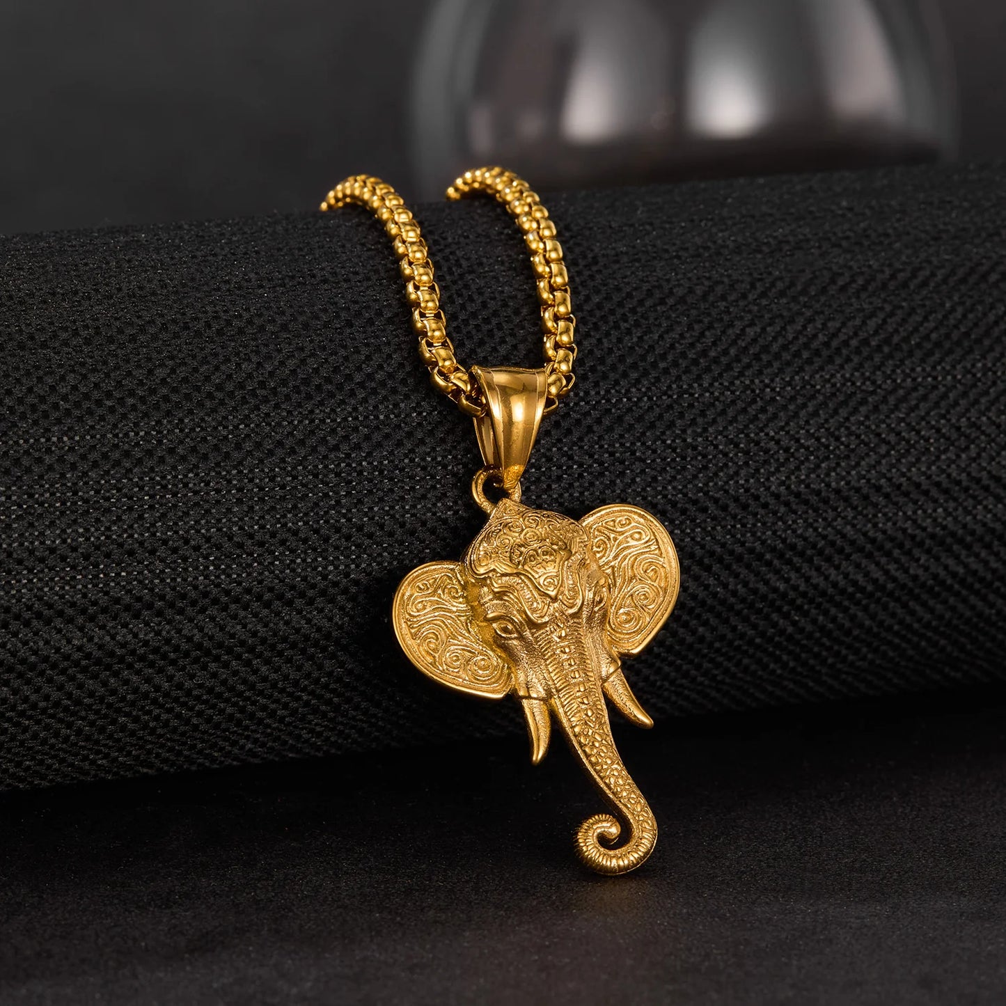 Men’s Retro Elephant Pendant Necklace – Creative Hip Hop Stainless Steel Chain Jewelry