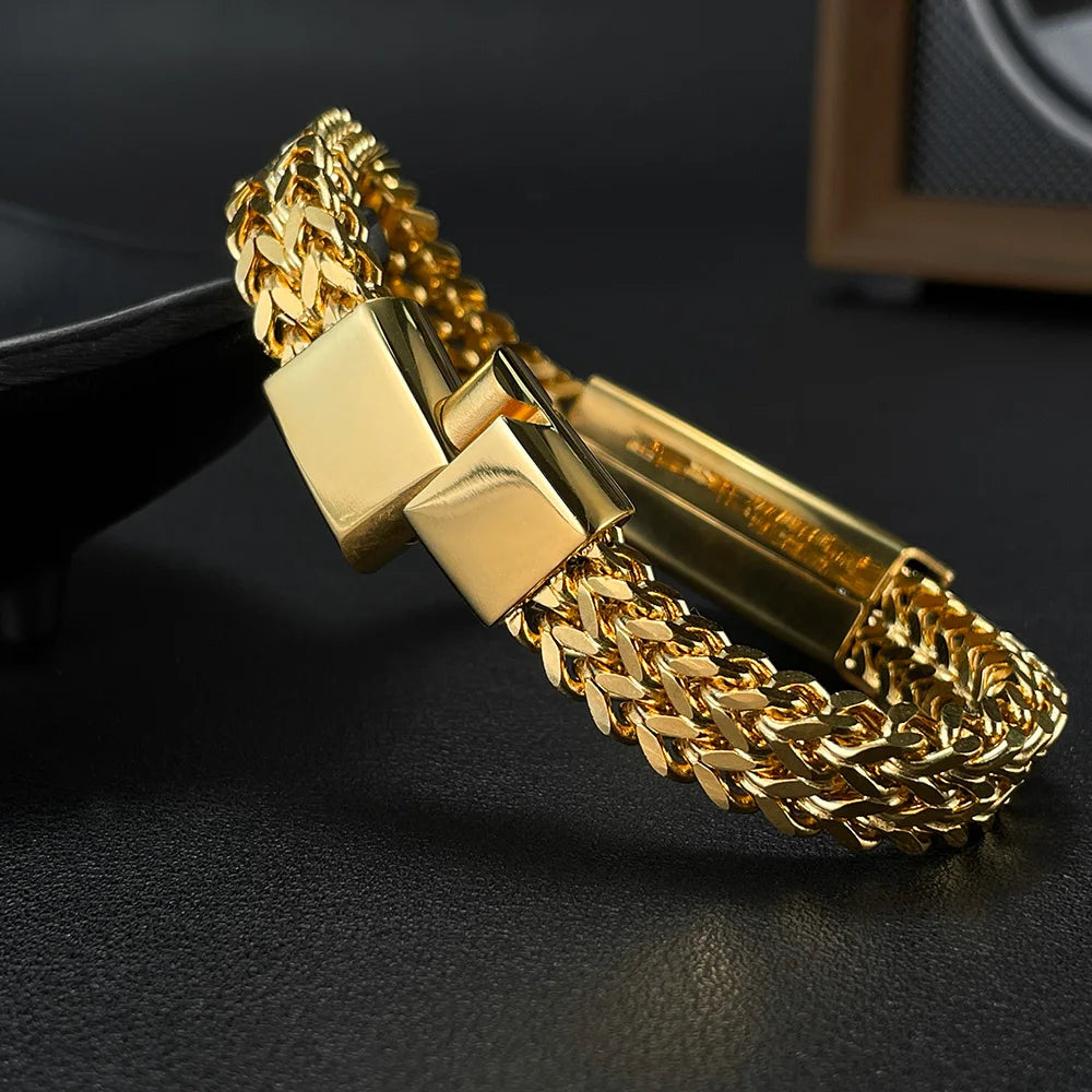 Men's Gold Stainless Steel Bracelet - Tree of Life Punk Rock Design