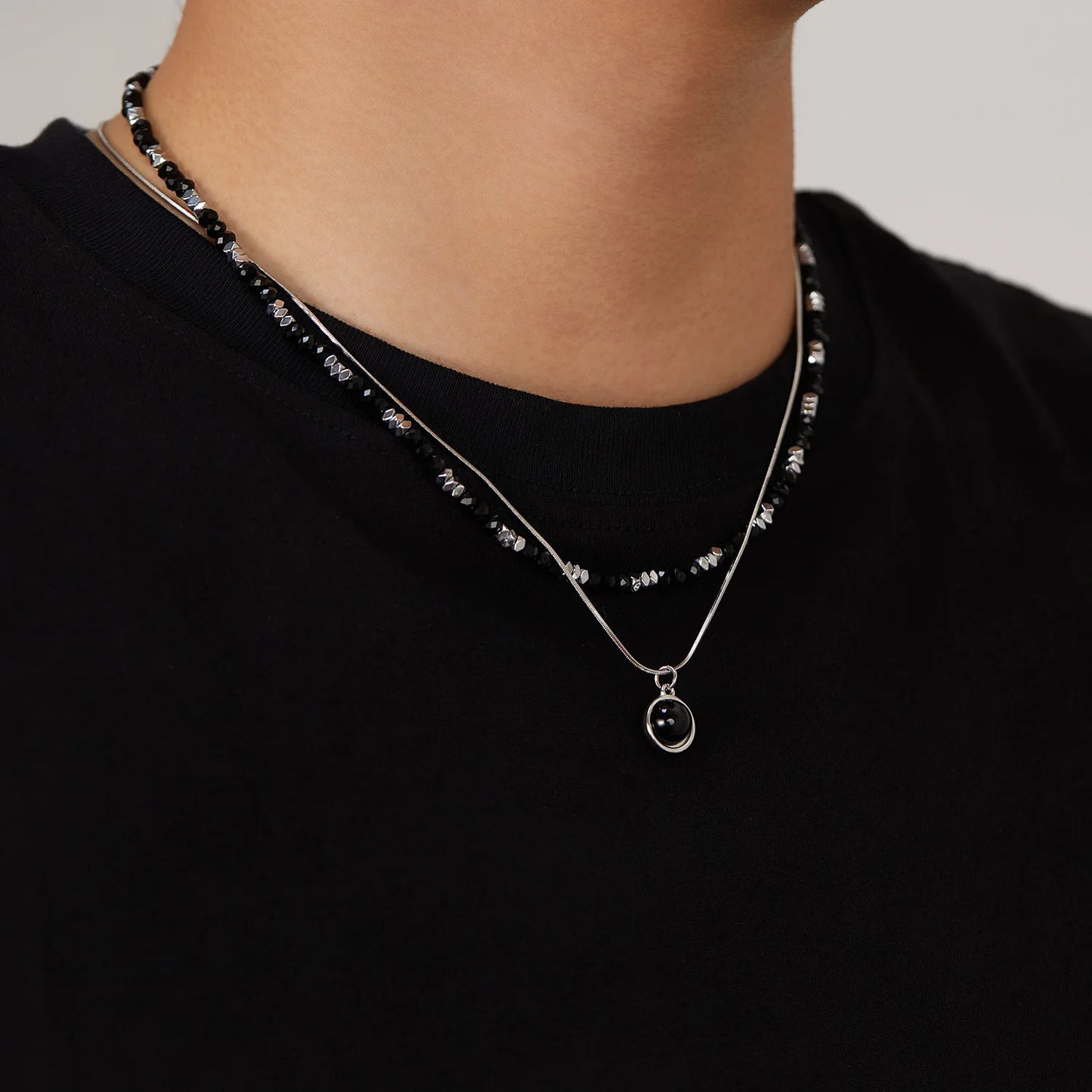 Trendy Hip Hop Layered Necklace – Unisex Double Chain Stainless Steel Fashion Jewelry