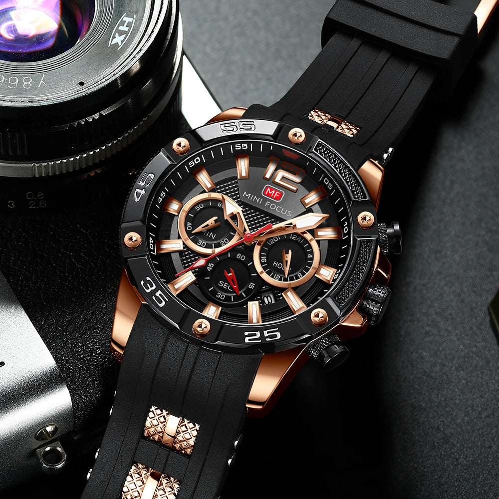 MINIFOCUS Mens Multifunction Sports Watch Waterproof Quartz Luminous Outdoor Casual Timepiece Watches Gift for Man