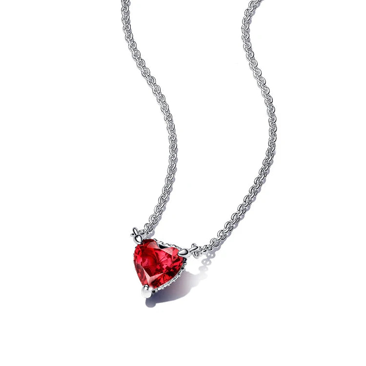 Red Zircon Diamond Love Necklace with Real Rose Jewelry Gift Box Set Women's Birthday Valentine's Day Gift for Girlfriend